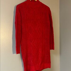 Loft Red Cable Knit Sweater Dress